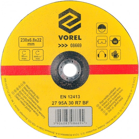 TARCZA DO SZLIFOWANIA METALU 230X6,8X22 -zdjęcie numer 1