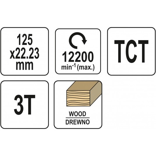 TARCZA TCT DO CIĘCIA DREWNA 125MM/22/3T YA -zdjęcie numer 2