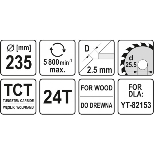 TARCZA WIDIOWA DO DREWNA 235X24TX25,5MM -zdjęcie numer 3