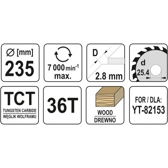 TARCZA WIDIOWA DO DREWNA 235X36TX25,4MM -zdjęcie numer 3