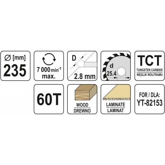 TARCZA WIDIOWA DO DREWNA 235X60TX25,4MM -zdjęcie numer 3