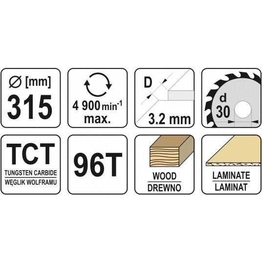 TARCZA WIDIOWA DO DREWNA 315X96TX30MM -zdjęcie numer 3