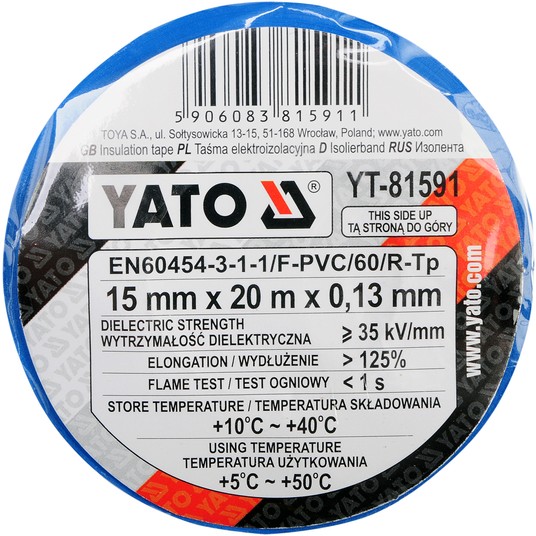 TAŚMA ELEKTROIZOLACYJNA 15MMx20M NIEBIES -zdjęcie numer 3