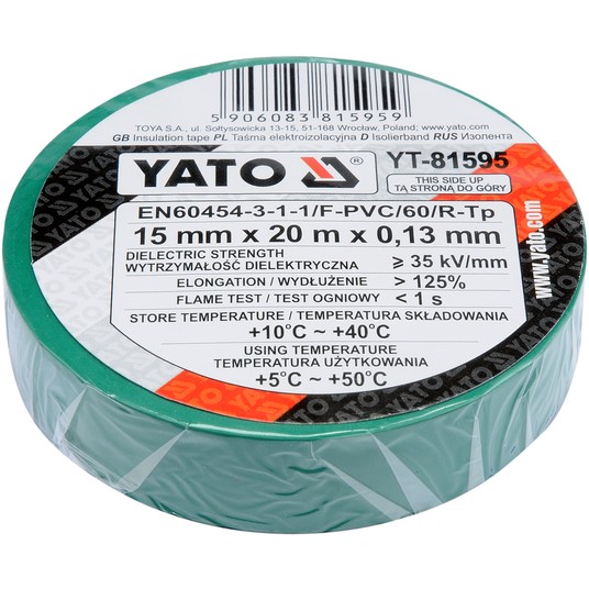 TAŚMA ELEKTROIZOLACYJNA 15MMx20M ZIELONA -zdjęcie numer 3