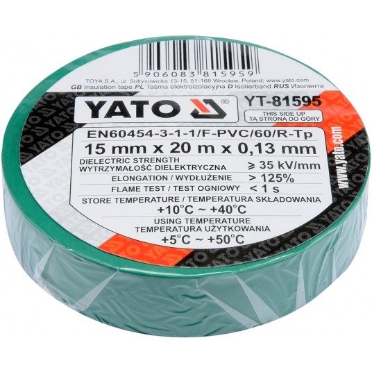 TAŚMA ELEKTROIZOLACYJNA 15MMx20M ZIELONA -zdjęcie numer 3