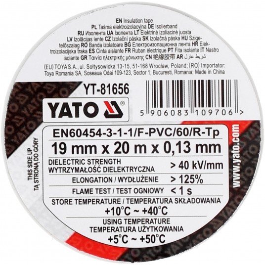 TAŚMA ELEKTROIZOLACYJNA 19MMX20M BIAŁA -zdjęcie numer 3