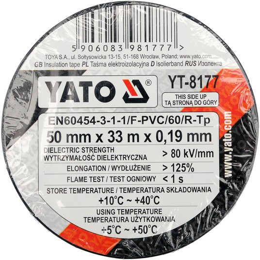 TAŚMA ELEKTROIZOLACYJNA 50MMx33M CZARNA -zdjęcie numer 1