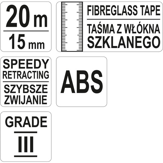 TAŚMA MIERNICZA 20 M X 15 MM WŁÓK SZKLAN -zdjęcie numer 5