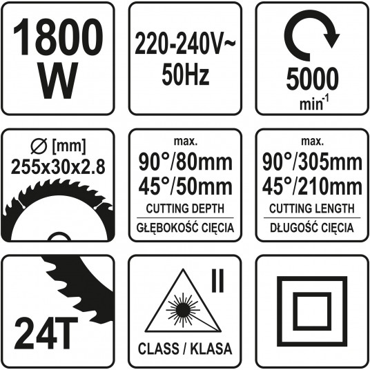 UKOŚNICA 255MM 1800W Z LASEREM -zdjęcie numer 6
