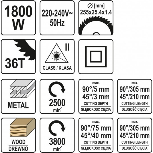 UKOŚNICA 255MM DO DREWNA I STALI 1800W -zdjęcie numer 9