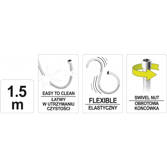 WĄŻ PRYSZNICOWY 1.5M PVC CHROM-BIAŁY -zdjęcie numer 4