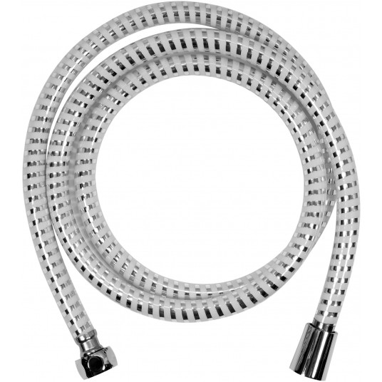 WĄŻ PRYSZNICOWY 1.5M PVC CHROM-BIAŁY -zdjęcie numer 1