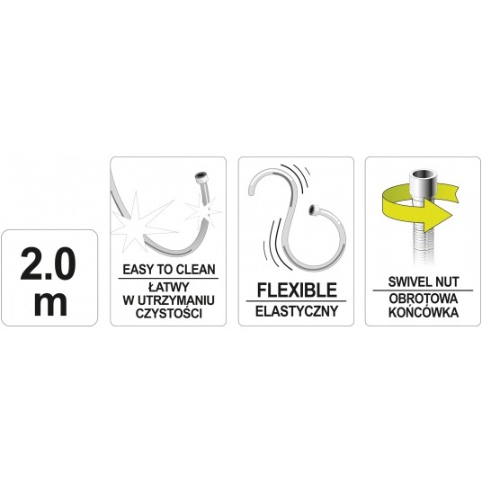 WĄŻ PRYSZNICOWY 2.0M PVC CHROM-BIAŁY -zdjęcie numer 6