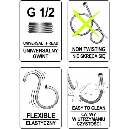 WĄŻ PRYSZNICOWY PVC SILVER/BLACK 200CM -zdjęcie numer 3