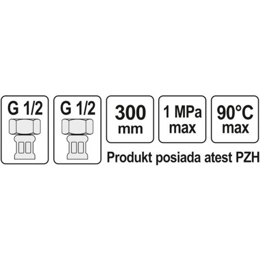 WĄŻ PRZYŁĄCZENIOWY F/F 1/2" 1/2" 300MM -zdjęcie numer 2