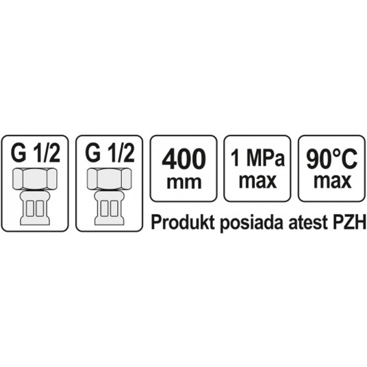 WĄŻ PRZYŁĄCZENIOWY F/F 1/2" 1/2" 400MM -zdjęcie numer 2