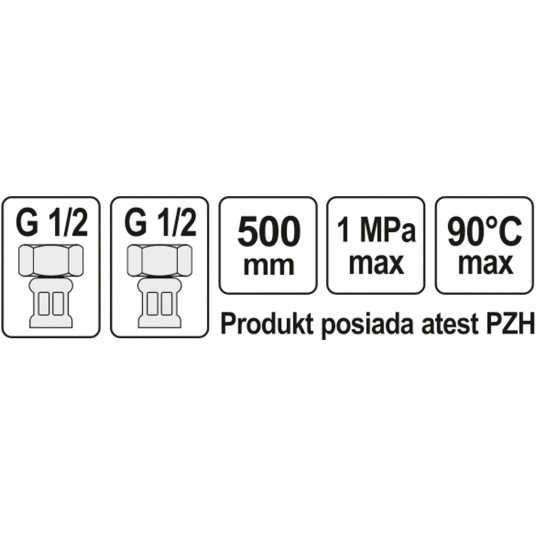 WĄŻ PRZYŁĄCZENIOWY F/F 1/2" 1/2" 500MM -zdjęcie numer 2
