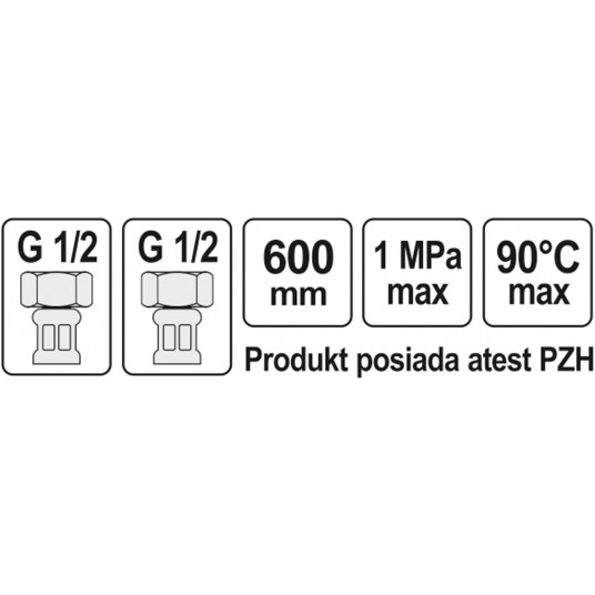WĄŻ PRZYŁĄCZENIOWY F/F 1/2" 1/2" 600MM -zdjęcie numer 2