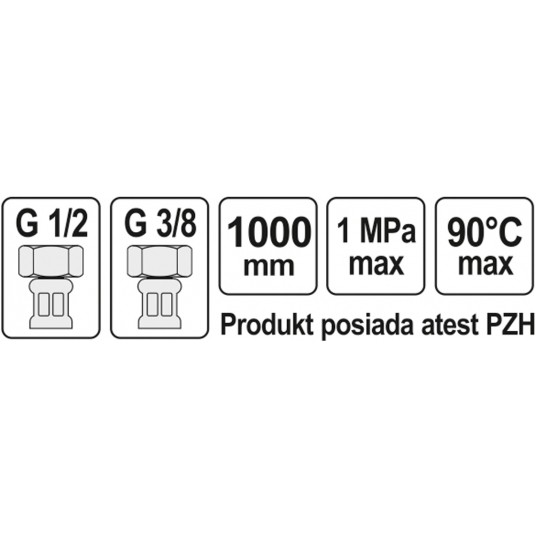 WĄŻ PRZYŁĄCZENIOWY F/F 1/2" 3/8" 1000MM -zdjęcie numer 4