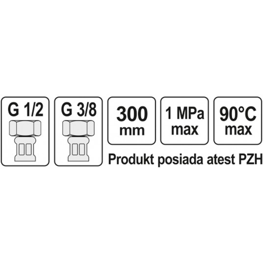 WĄŻ PRZYŁĄCZENIOWY F/F 1/2" 3/8" 300MM -zdjęcie numer 2