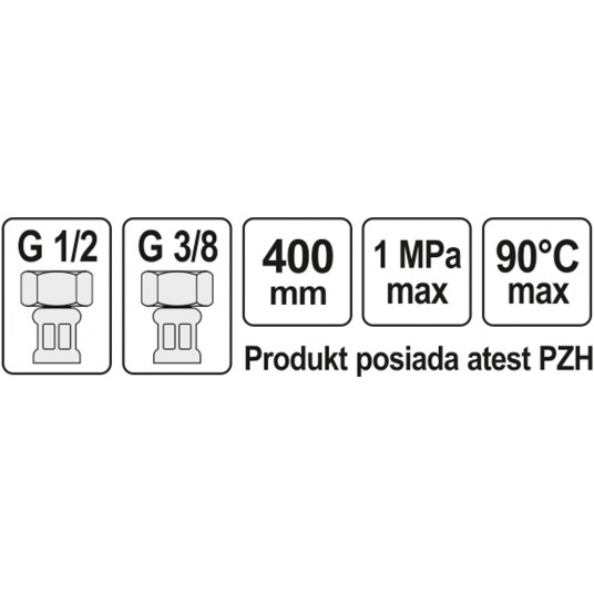 WĄŻ PRZYŁĄCZENIOWY F/F 1/2" 3/8" 400MM -zdjęcie numer 2