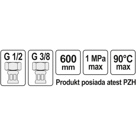 WĄŻ PRZYŁĄCZENIOWY F/F 1/2" 3/8" 600MM -zdjęcie numer 2