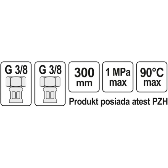 WĄŻ PRZYŁĄCZENIOWY F/F 3/8" 3/8" 300MM -zdjęcie numer 2