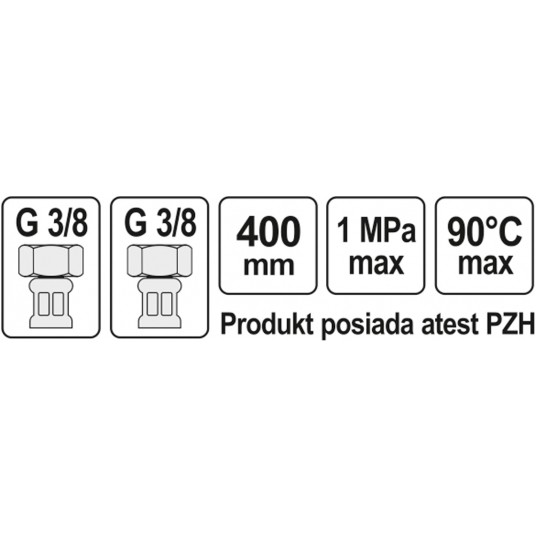 WĄŻ PRZYŁĄCZENIOWY F/F 3/8" 3/8" 400MM -zdjęcie numer 2