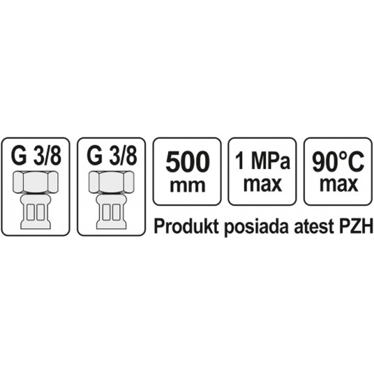 WĄŻ PRZYŁĄCZENIOWY F/F 3/8" 3/8" 500MM -zdjęcie numer 2