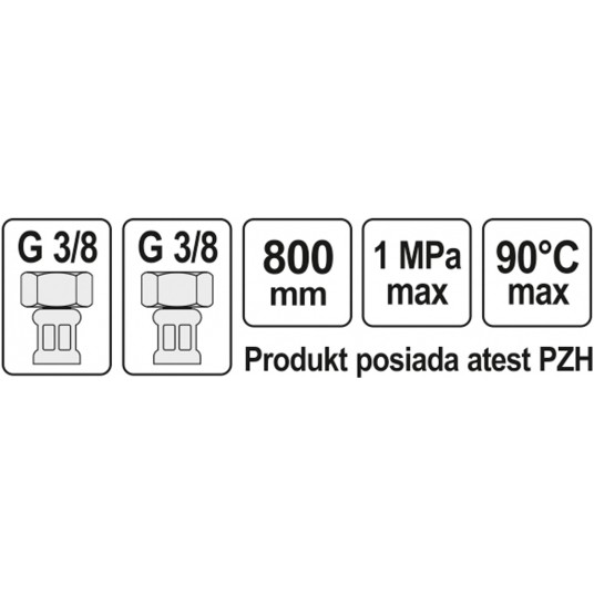 WĄŻ PRZYŁĄCZENIOWY F/F 3/8" 3/8" 800MM -zdjęcie numer 2