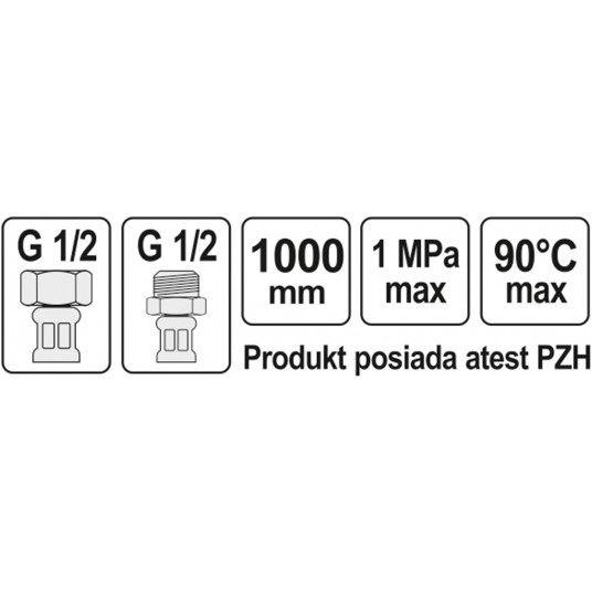 WĄŻ PRZYŁĄCZENIOWY F/M 1/2" 1/2" 1000MM -zdjęcie numer 4