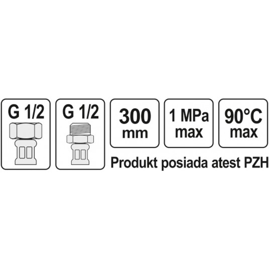 WĄŻ PRZYŁĄCZENIOWY F/M 1/2" 1/2" 300MM -zdjęcie numer 2