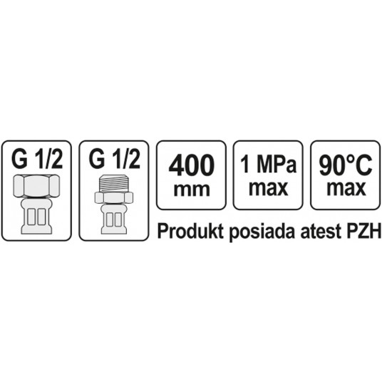 WĄŻ PRZYŁĄCZENIOWY F/M 1/2" 1/2" 400MM -zdjęcie numer 2