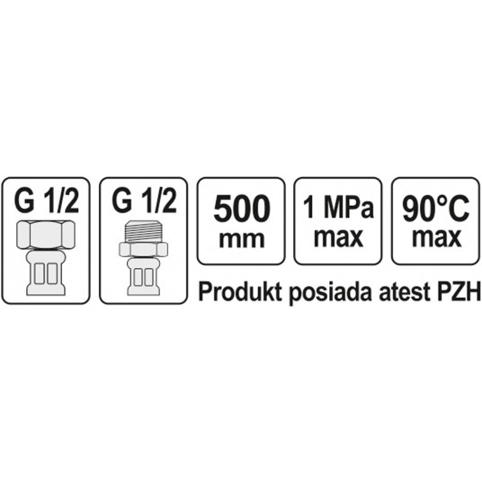WĄŻ PRZYŁĄCZENIOWY F/M 1/2" 1/2" 500MM -zdjęcie numer 2