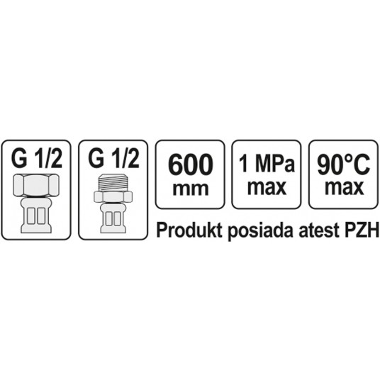 WĄŻ PRZYŁĄCZENIOWY F/M 1/2" 1/2" 600MM -zdjęcie numer 2