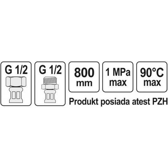 WĄŻ PRZYŁĄCZENIOWY F/M 1/2" 1/2" 800MM -zdjęcie numer 2
