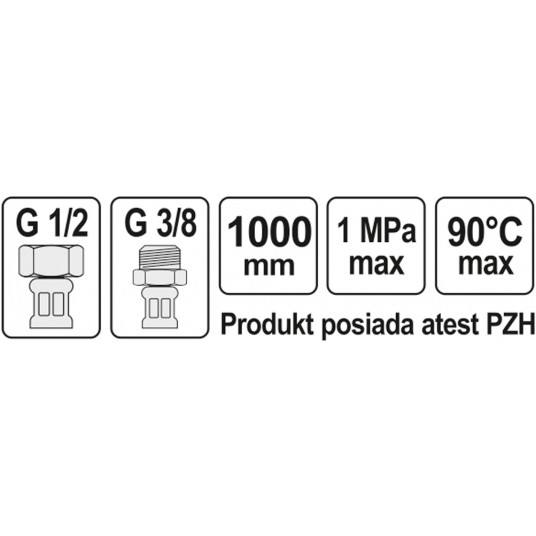 WĄŻ PRZYŁĄCZENIOWY F/M 1/2" 3/8" 1000MM -zdjęcie numer 4