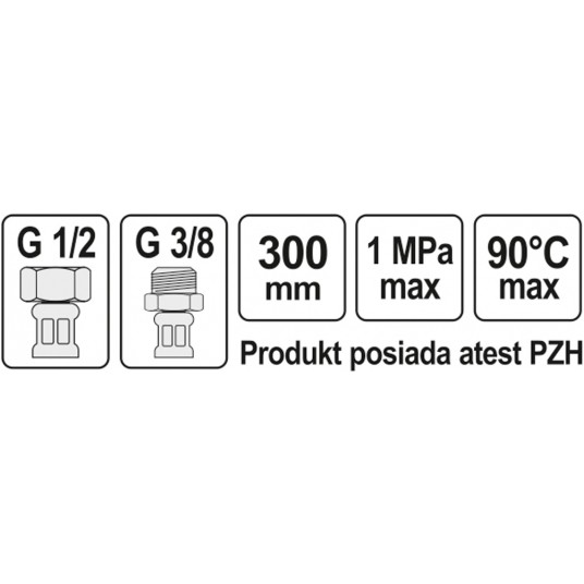 WĄŻ PRZYŁĄCZENIOWY F/M 1/2" 3/8" 300MM -zdjęcie numer 2