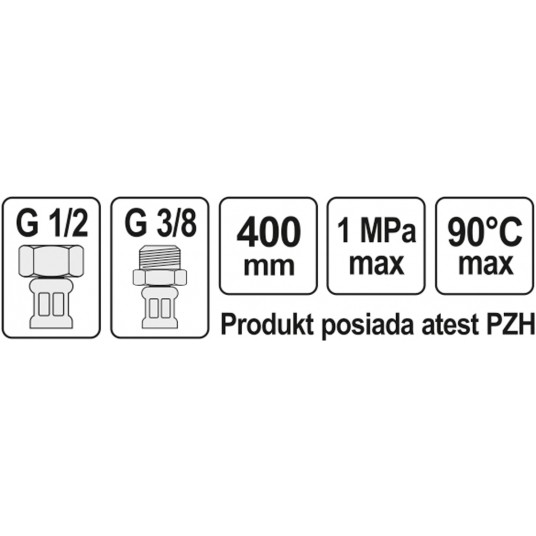 WĄŻ PRZYŁĄCZENIOWY F/M 1/2" 3/8" 400MM -zdjęcie numer 2