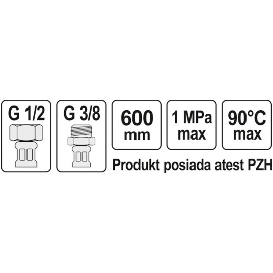 WĄŻ PRZYŁĄCZENIOWY F/M 1/2" 3/8" 600MM -zdjęcie numer 2