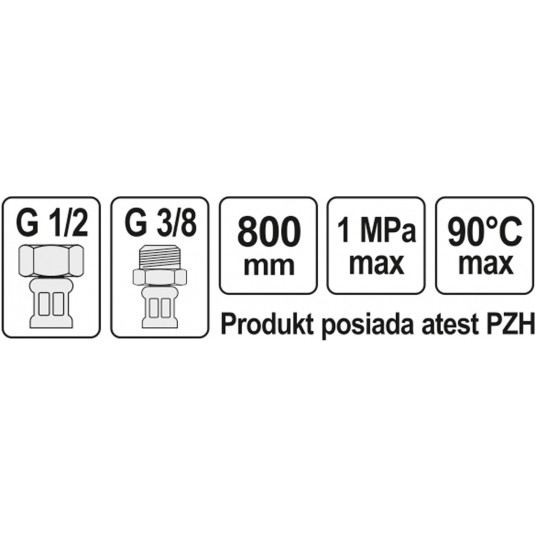 WĄŻ PRZYŁĄCZENIOWY F/M 1/2" 3/8" 800MM -zdjęcie numer 2