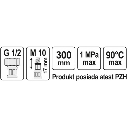 WĄŻ PRZYŁĄCZENIOWY F/M 1/2" M10x1 300MM -zdjęcie numer 2