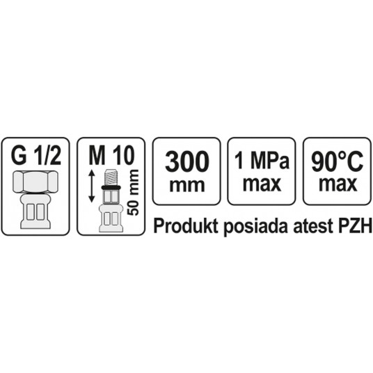 WĄŻ PRZYŁĄCZENIOWY F/M 1/2" M10x1 300MM -zdjęcie numer 2