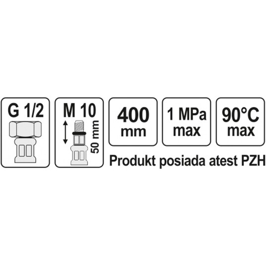 WĄŻ PRZYŁĄCZENIOWY F/M 1/2" M10x1 400MM -zdjęcie numer 2