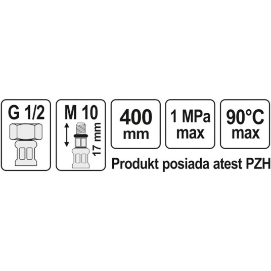 WĄŻ PRZYŁĄCZENIOWY F/M 1/2" M10x1 400MM -zdjęcie numer 2