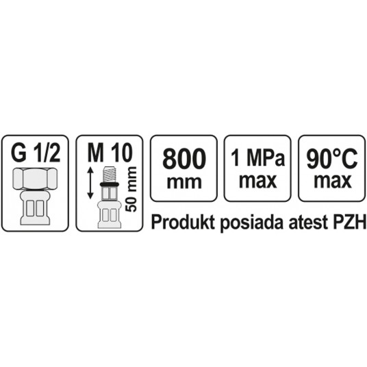 WĄŻ PRZYŁĄCZENIOWY F/M 1/2" M10x1 800MM -zdjęcie numer 4
