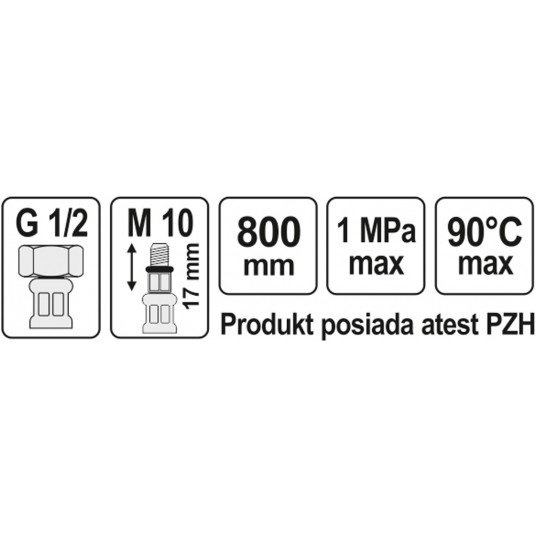WĄŻ PRZYŁĄCZENIOWY F/M 1/2" M10x1 800MM -zdjęcie numer 4