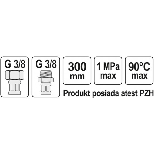 WĄŻ PRZYŁĄCZENIOWY F/M 3/8" 3/8" 300MM -zdjęcie numer 2