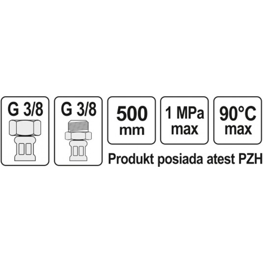 WĄŻ PRZYŁĄCZENIOWY F/M 3/8" 3/8" 500MM -zdjęcie numer 2