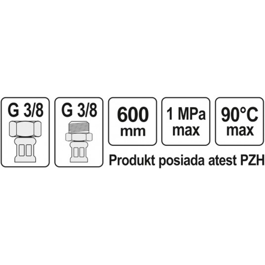WĄŻ PRZYŁĄCZENIOWY F/M 3/8" 3/8" 600MM -zdjęcie numer 2